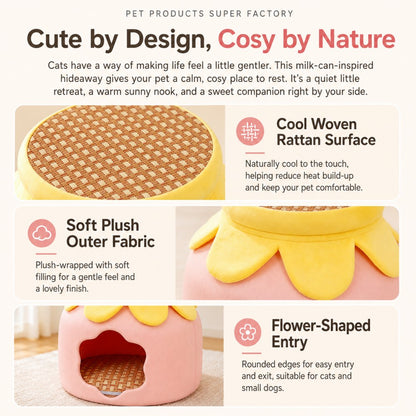 Closed Cat & Dog Stool – Winter Warmth, Human-Cat Shared, Four-Season Use