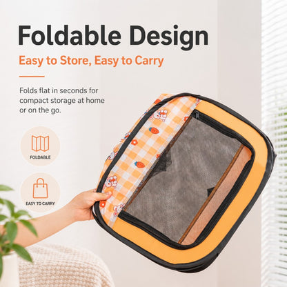 Pregnancy & Birthing Cat Tent – XL Enclosed Maternity Bed-Orange Carrot & Bunny Print