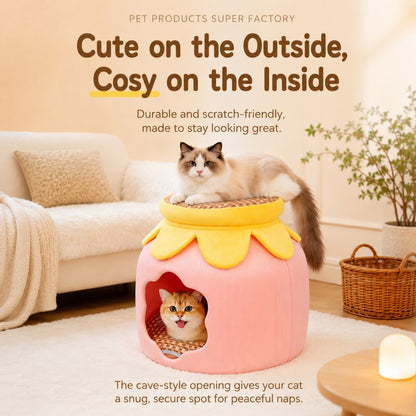 Closed Cat & Dog Stool – Winter Warmth, Human-Cat Shared, Four-Season Use