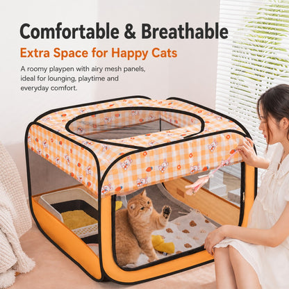 Pregnancy & Birthing Cat Tent – XL Enclosed Maternity Bed-Orange Carrot & Bunny Print