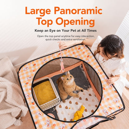 Pregnancy & Birthing Cat Tent – XL Enclosed Maternity Bed-Orange Carrot & Bunny Print