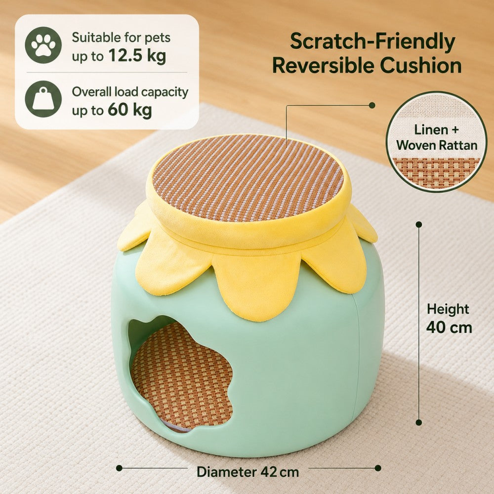 Closed Cat & Dog Stool – Winter Warmth, Human-Cat Shared, Four-Season Use