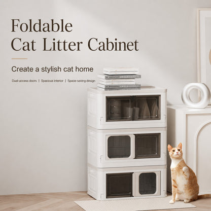 Full-Enclosed Foldable Cat Litter Box – Large 3-Layer Combo