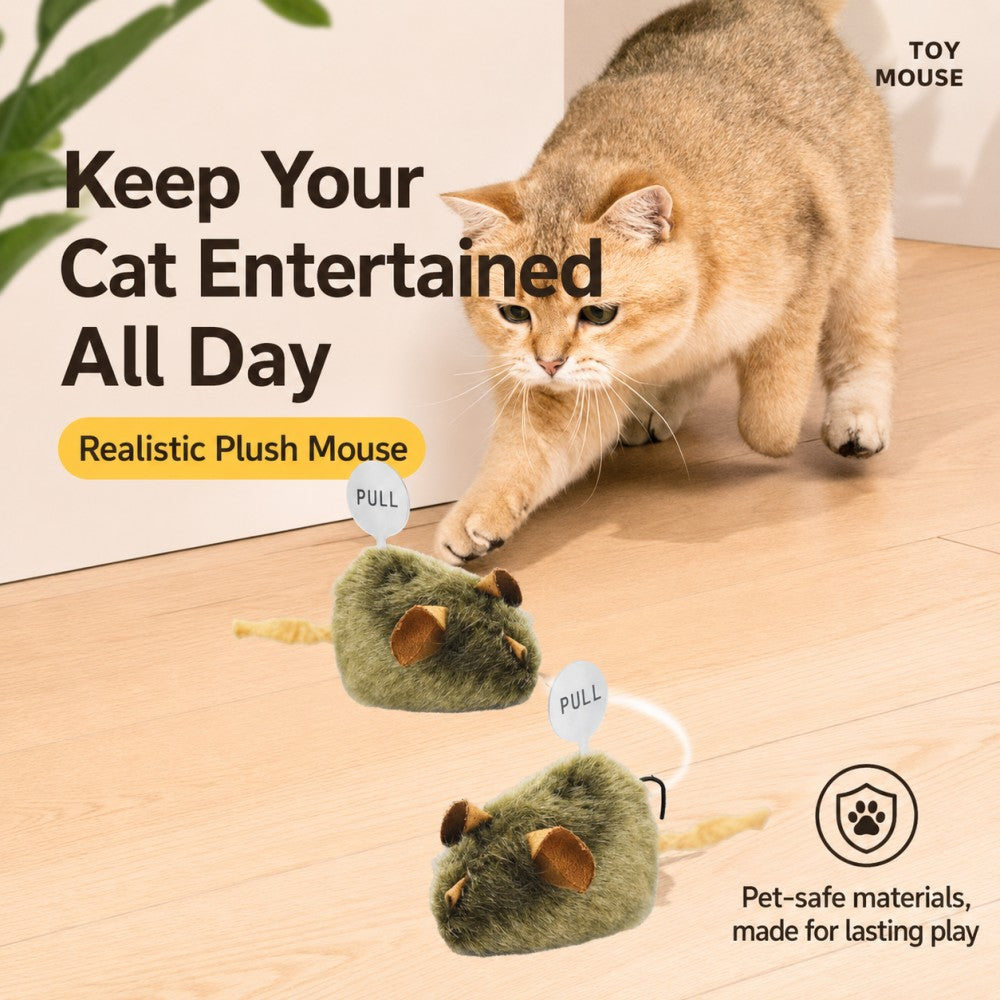 Smart Interactive Dark Green Mouse Cat Toy – Motion Sensor Self-Play Toy