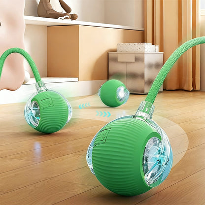 Smart Interactive Pet Ball Toy – 3 Speed Modes with Teaser Rope 1Pcs Random