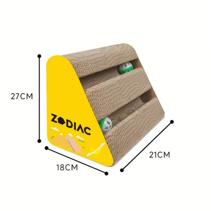 ZODIAC Banana Triangle Cat Scratcher with Balls 28x17x21cm