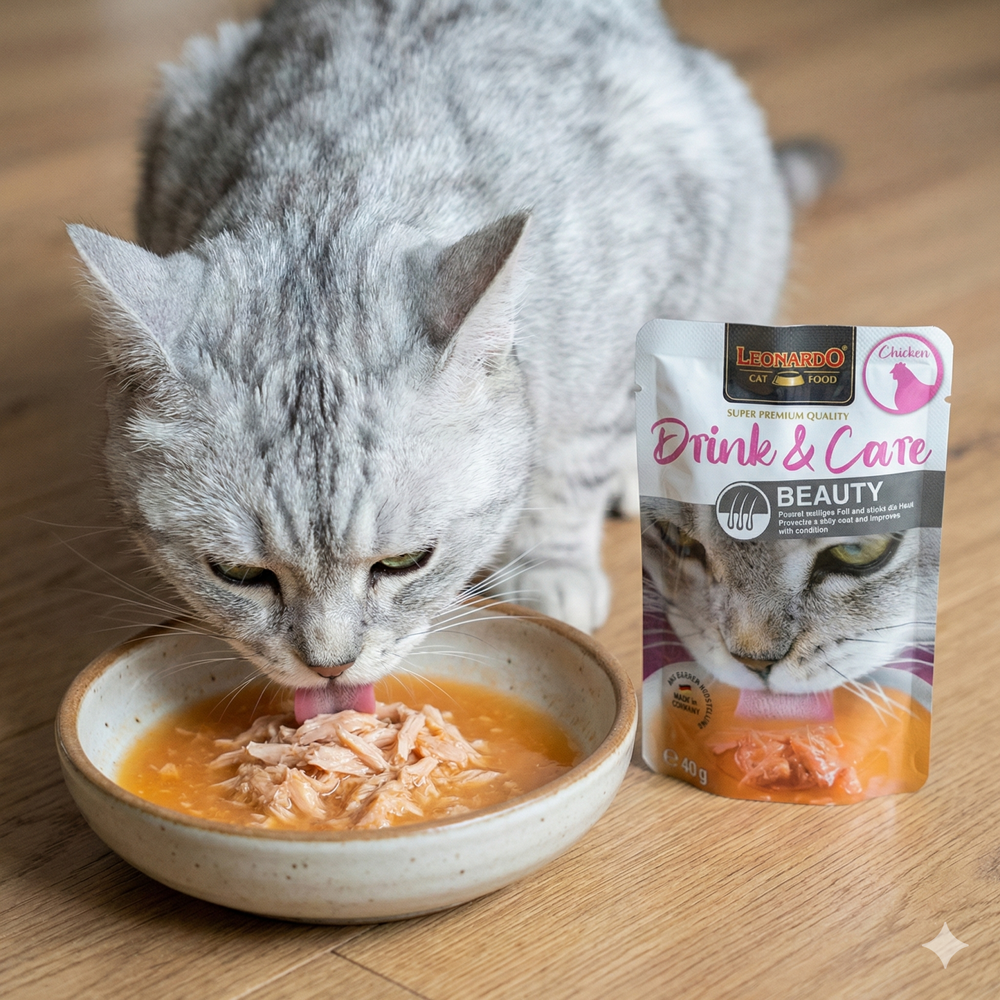 LEONARDO Drink & Care Beauty Chicken Wet Cat Food