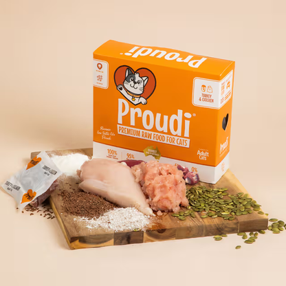 PROUDI Premium Frozen Turkey & Chicken Raw Cat Food 1.08Kg