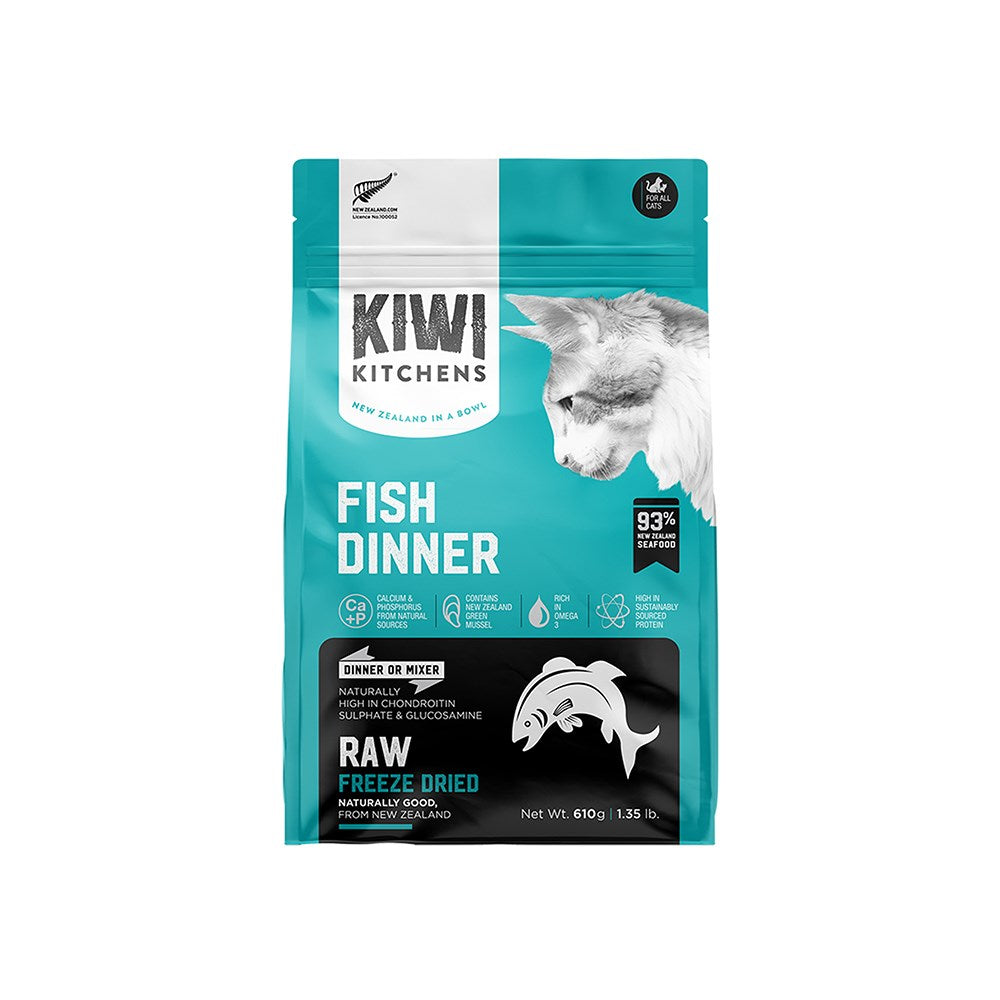 KIWI KITCHENS Fish Dinner Freeze Dried Cat Food 610g