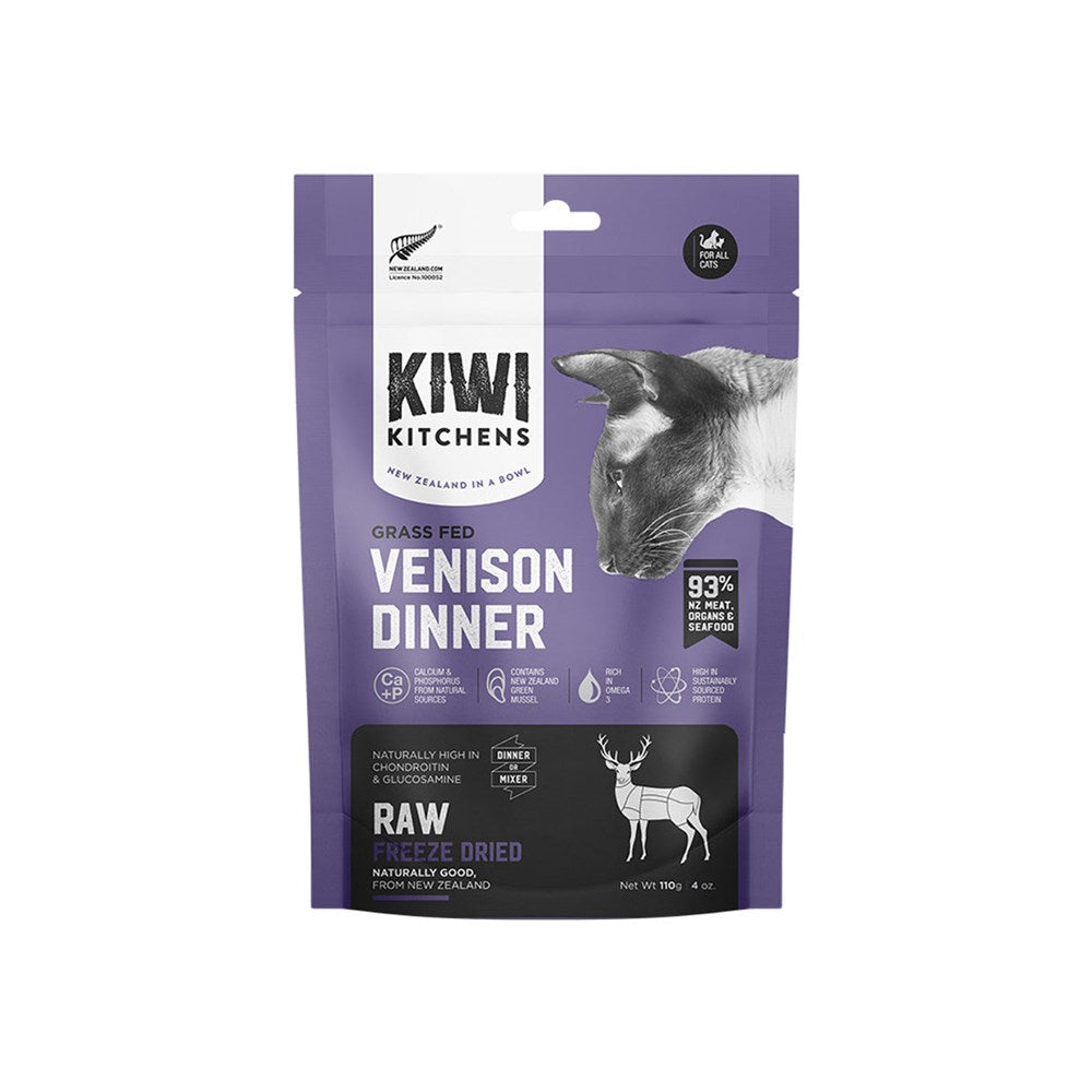 KIWI KITCHENS Venison Dinner Freeze Dried Cat Food 110g