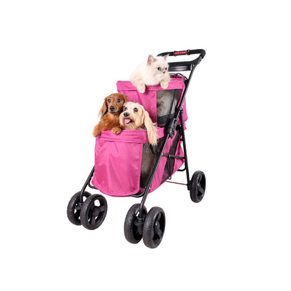 IBIYAYA Pet Bus Double Decker Foldable Stroller