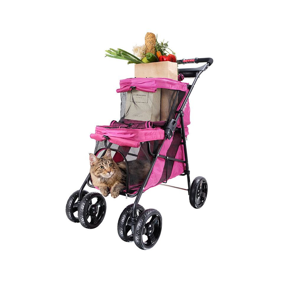 IBIYAYA Pet Bus Double Decker Foldable Stroller