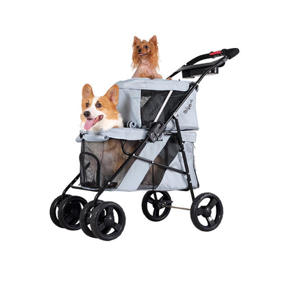 IBIYAYA Pet Bus Double Decker Foldable Stroller