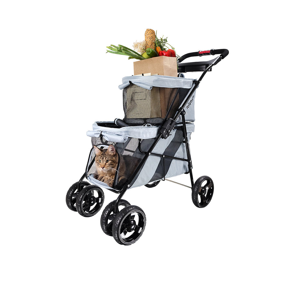 IBIYAYA Pet Bus Double Decker Foldable Stroller
