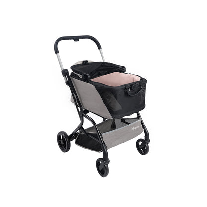 IBIYAYA InstaCollapse Detachable Dog Stroller and Pet Car Seat Carrier Combo – Taupe