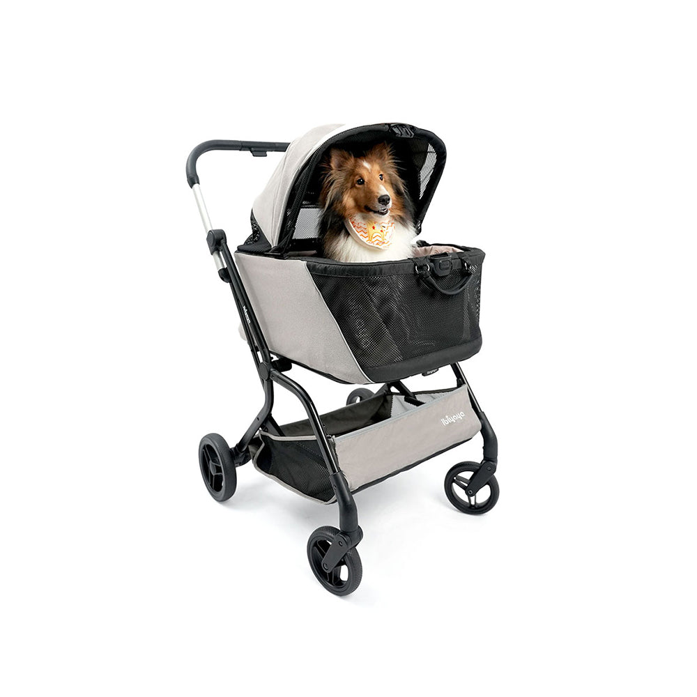 IBIYAYA InstaCollapse Detachable Dog Stroller and Pet Car Seat Carrier Combo – Taupe