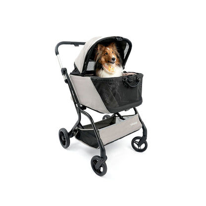 IBIYAYA InstaCollapse Detachable Dog Stroller and Pet Car Seat Carrier Combo – Taupe
