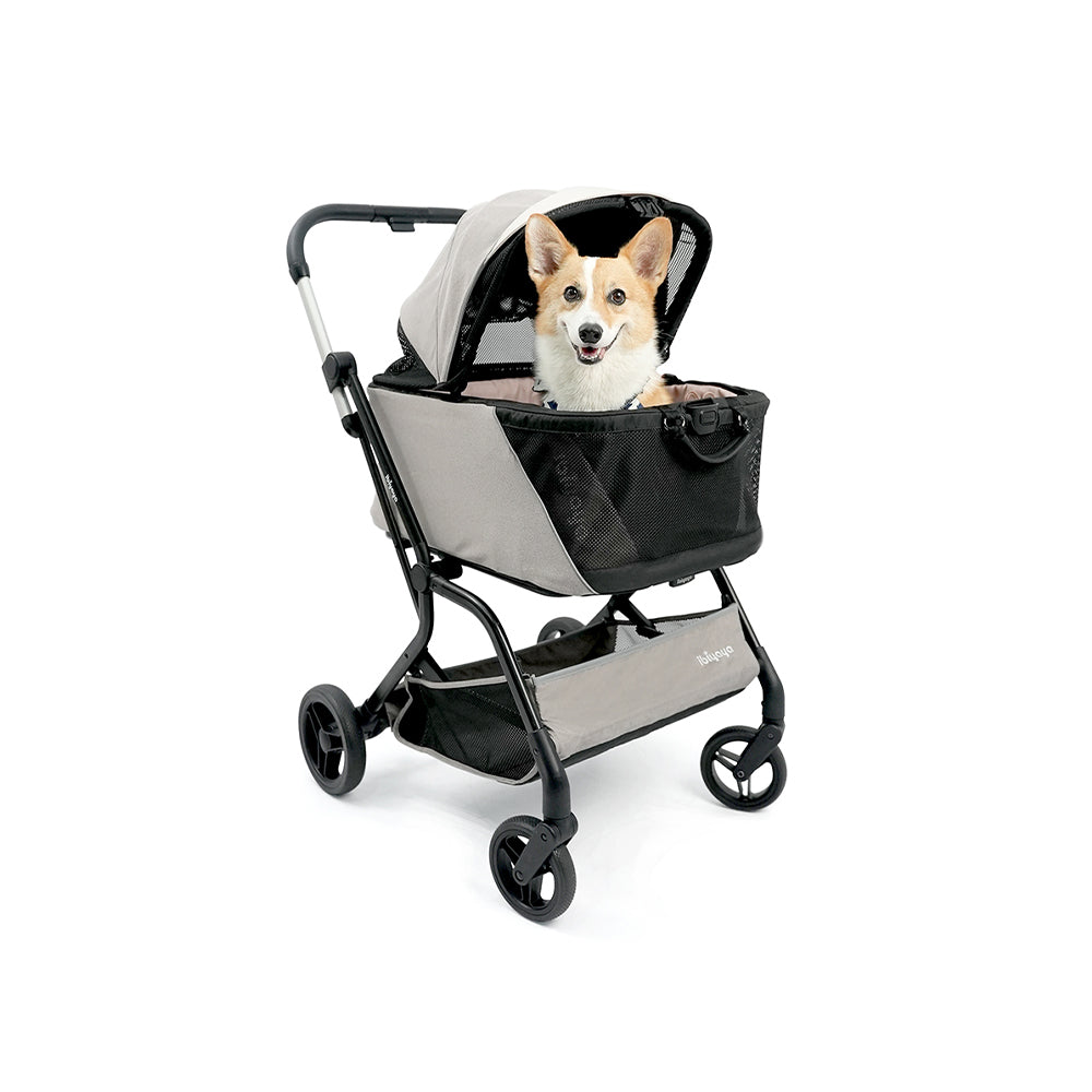 IBIYAYA InstaCollapse Detachable Dog Stroller and Pet Car Seat Carrier Combo – Taupe