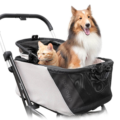 IBIYAYA InstaCollapse Detachable Dog Stroller and Pet Car Seat Carrier Combo – Taupe