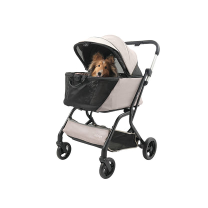 IBIYAYA InstaCollapse Detachable Dog Stroller and Pet Car Seat Carrier Combo – Taupe