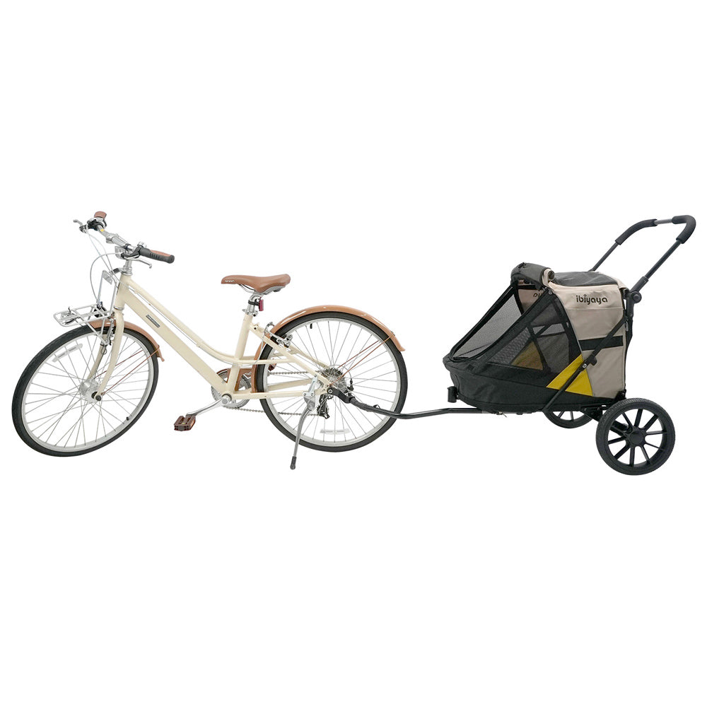 IBIYAYA Minika 3-in-1 Pet Stroller System Foldable Dog Bicycle Trailer & Indoor-Outdoor Kennel – Arizona Tan