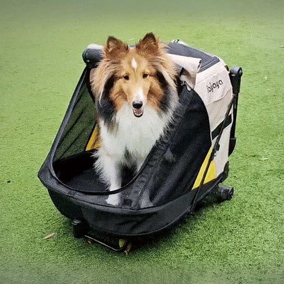 IBIYAYA Minika 3-in-1 Pet Stroller System Foldable Dog Bicycle Trailer & Indoor-Outdoor Kennel – Arizona Tan