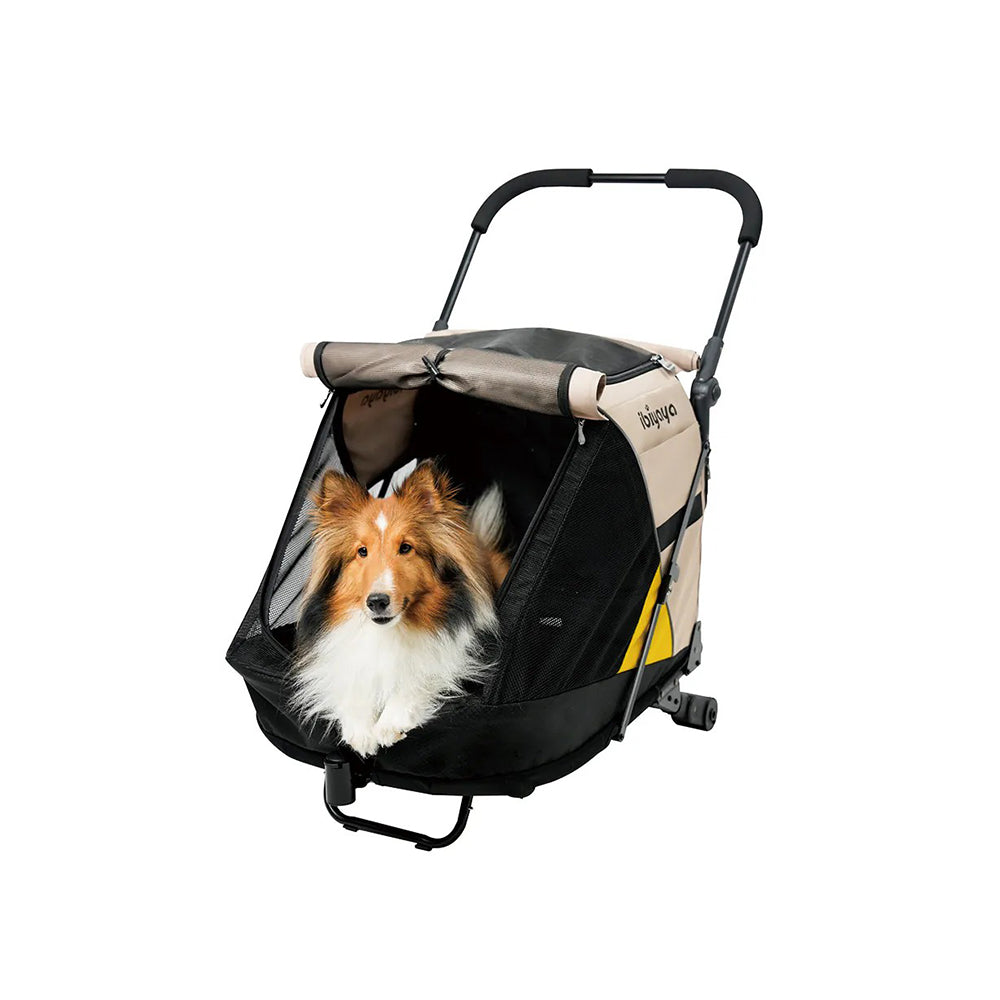 IBIYAYA Minika 3-in-1 Pet Stroller System Foldable Dog Bicycle Trailer & Indoor-Outdoor Kennel – Arizona Tan