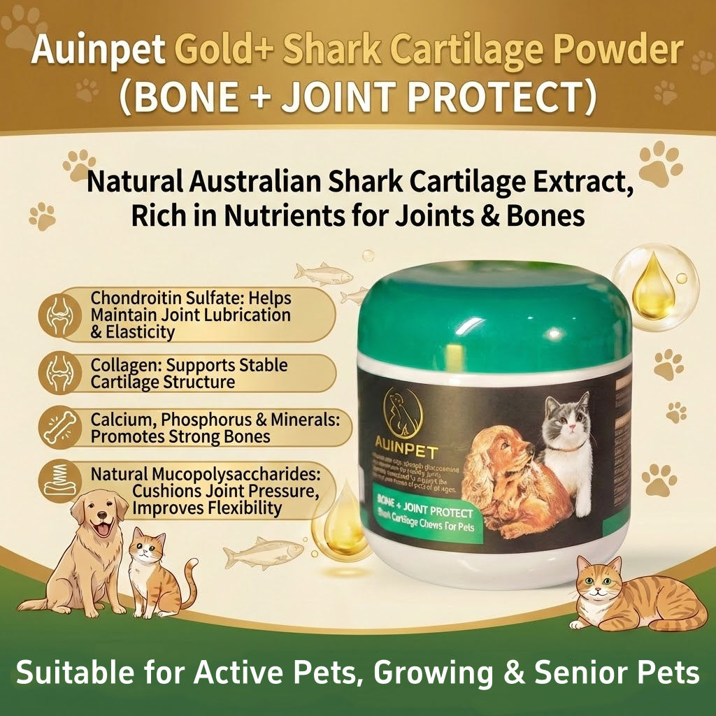 AUINPET Bone + Joint Protect Shark Cartilage Chews For Dogs & Cats 180g