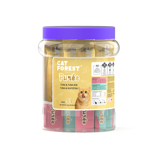 CAT FOREST Puree Tuna & Tuna Roe/Whitefish Cat Treats 12g x 48