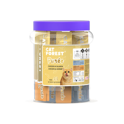 CAT FOREST Puree Chicken & Salmon/Shrimp Cat Treats 12g x 48