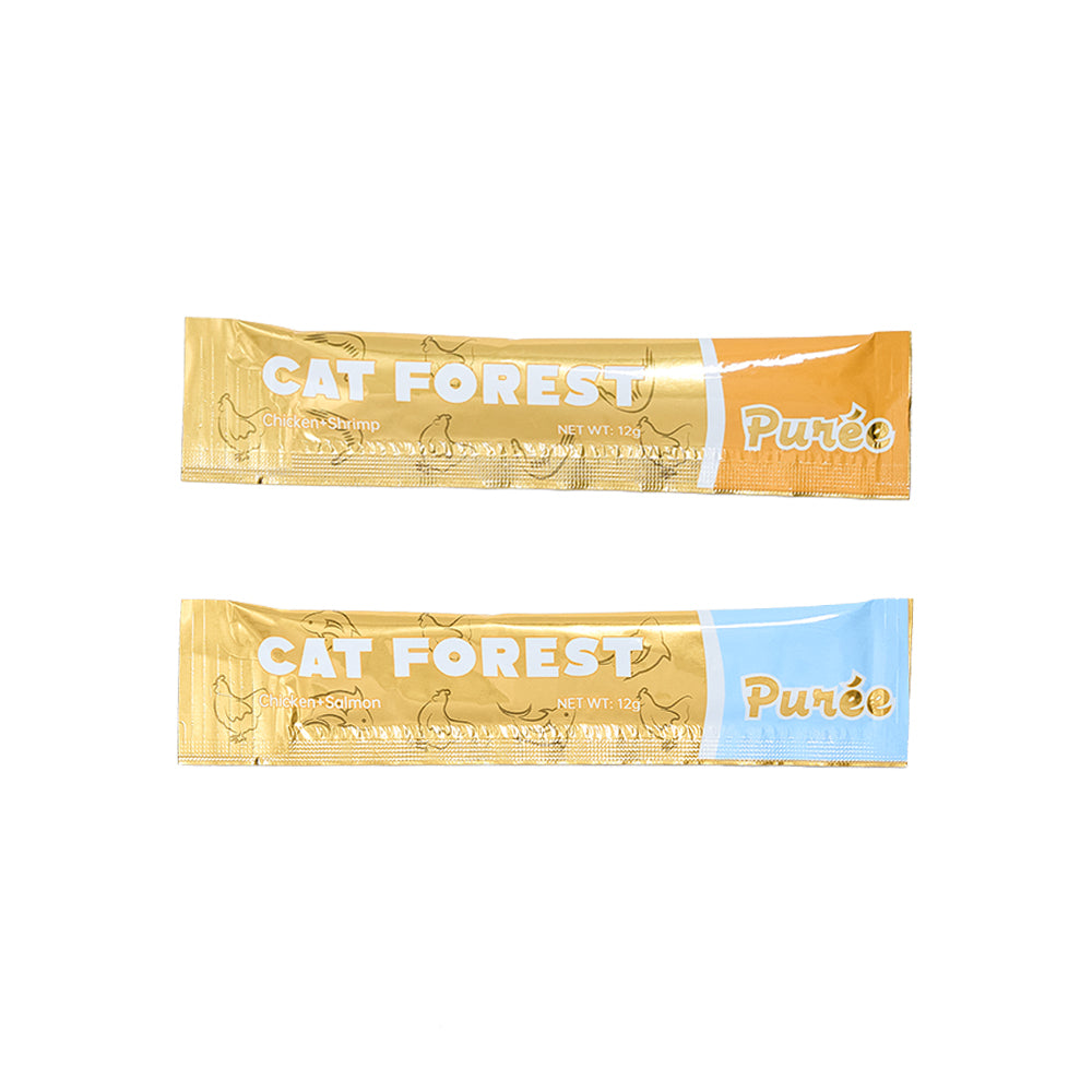 CAT FOREST Puree Chicken & Salmon/Shrimp Cat Treats 12g x 48