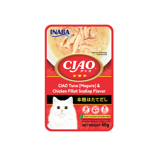 CIAO Tuna & Chicken Fillet in Scallop Flavor Soup Cat Treats 40g (pouch)