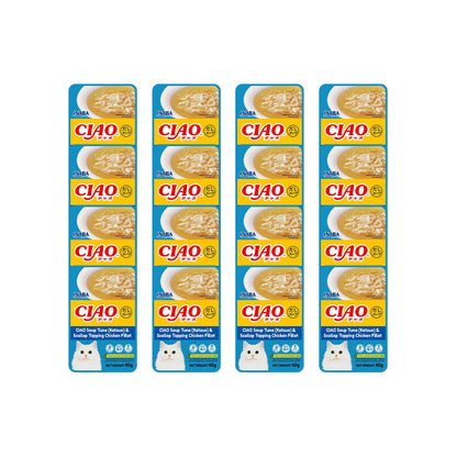 CIAO Chicken Fillet In Tuna (Skipjack) And Scallop Broth Soup Cat Treats 40g (pouch)
