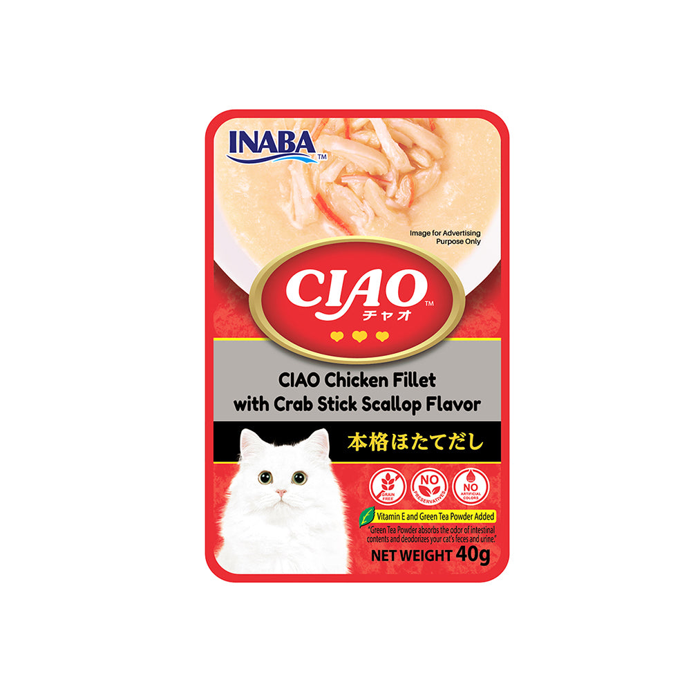 CIAO Chicken Fillet with Crab Sticks and Scallop Flavor Soup Wet Cat Treats 40g
