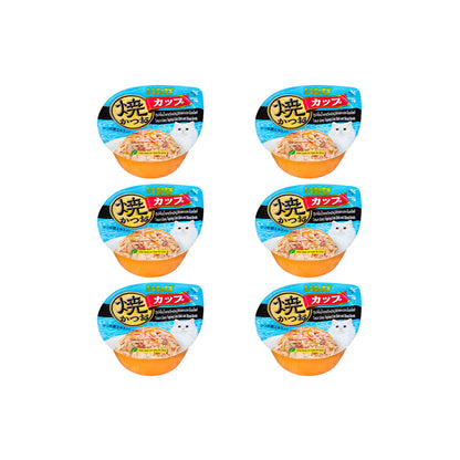 CIAO Tuna Flake & Crab Stick In Sliced Bonito Gravy Cat Treats 70g (cupped)