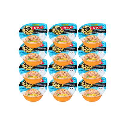 CIAO Tuna Flake & Crab Stick In Sliced Bonito Gravy Cat Treats 70g (cupped)