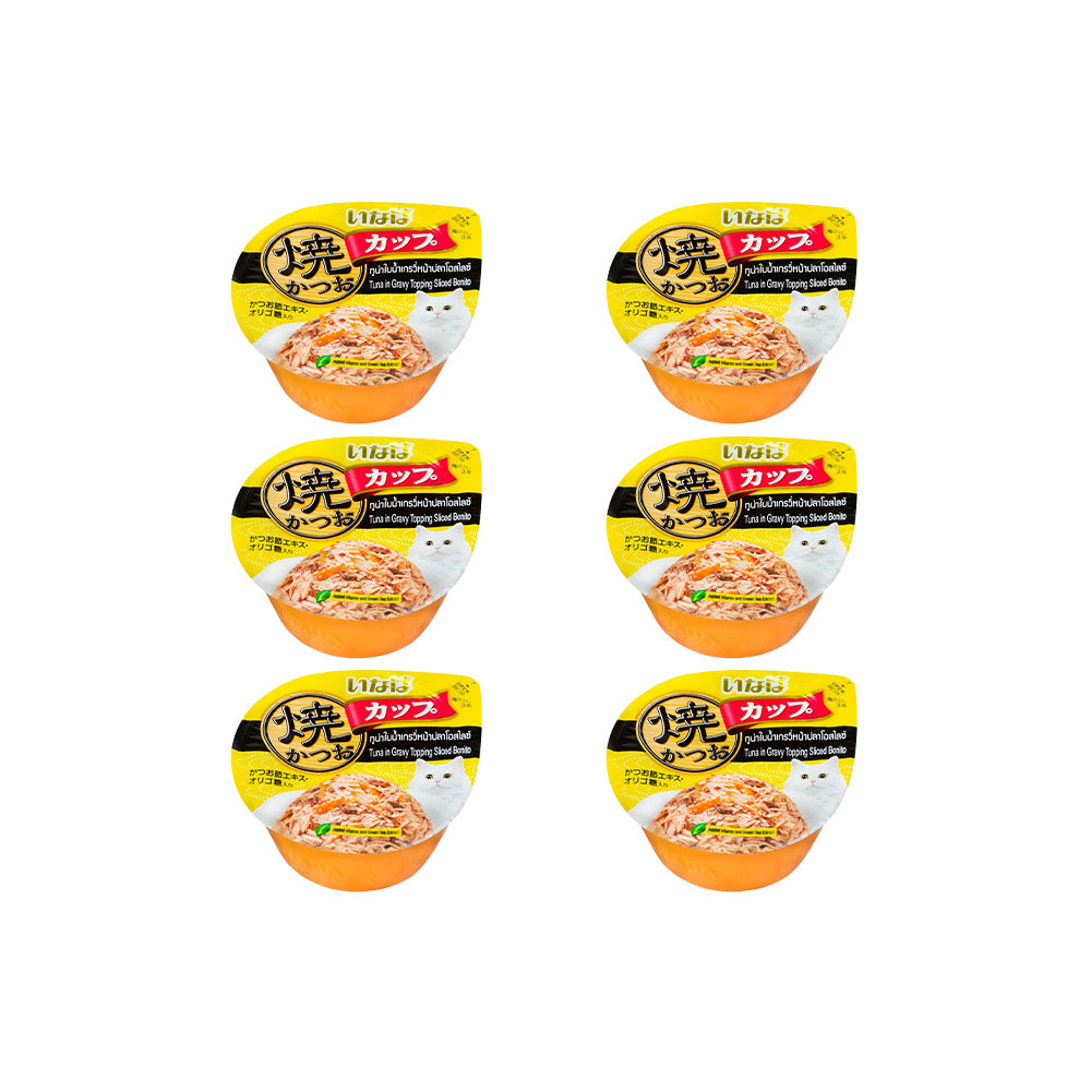 CIAO Small Tuna Flake in Sliced Bonito Gravy for Aged Cat Treats 70g (cupped)