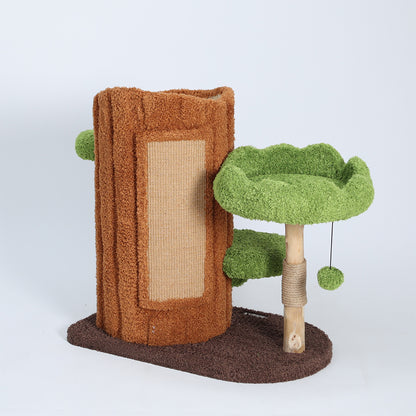 CMISSTREE Two-Level Tree Hollow Solid Wood Cat Tree