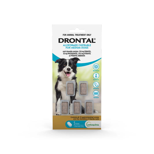 DRONTAL Dog Deworming Chews 5pcs (10kg)