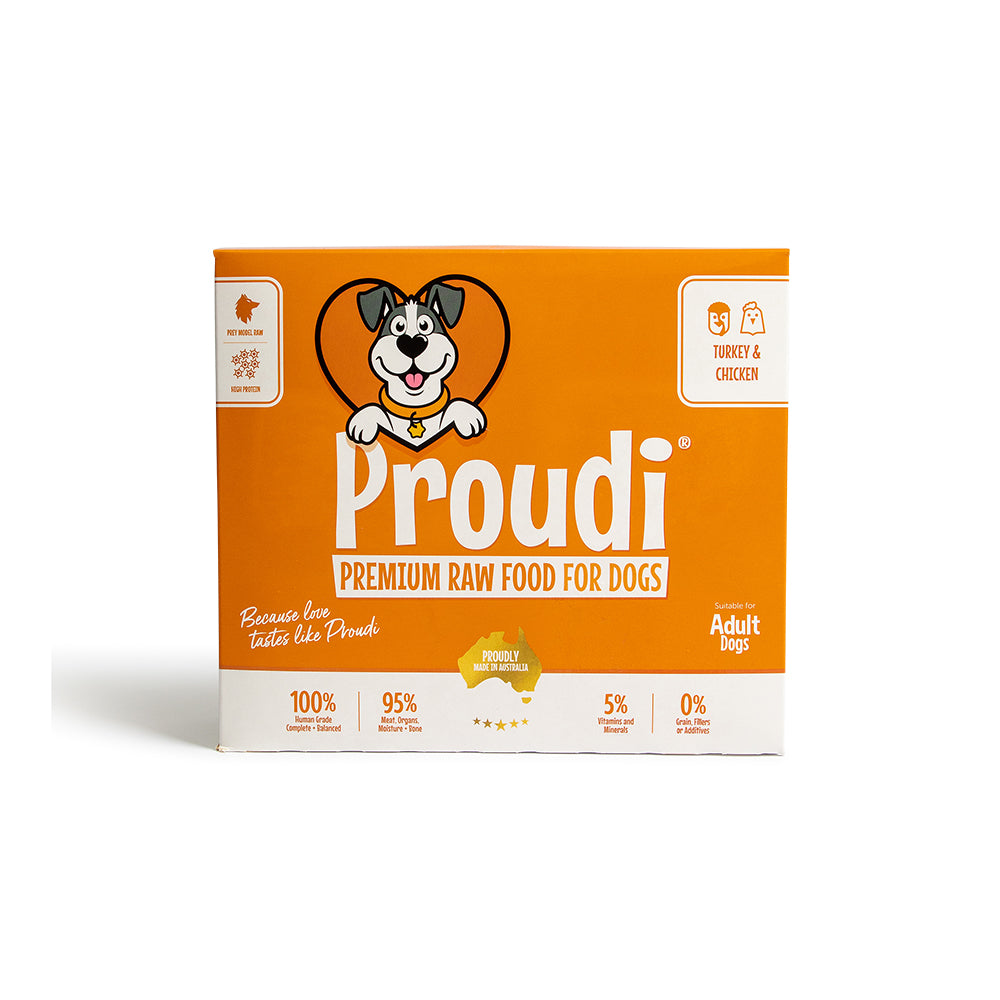 PROUDI Premium Frozen Turkey & Chicken Raw Dog Food 2.4Kg