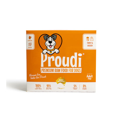 PROUDI Premium Frozen Turkey & Chicken Raw Dog Food 2.4Kg