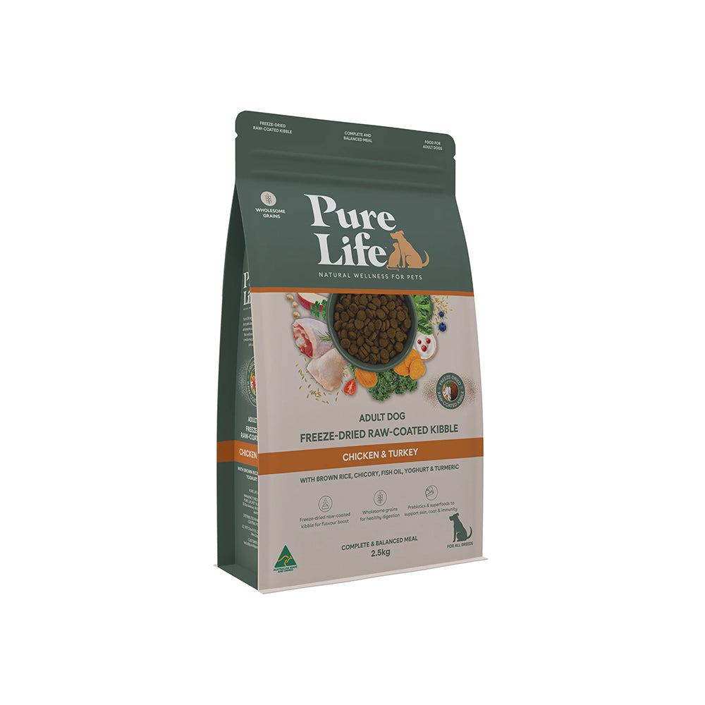PURE LIFE Freeze-Dried Raw-Coated Chicken & Turkey Adult Dry Dog Food