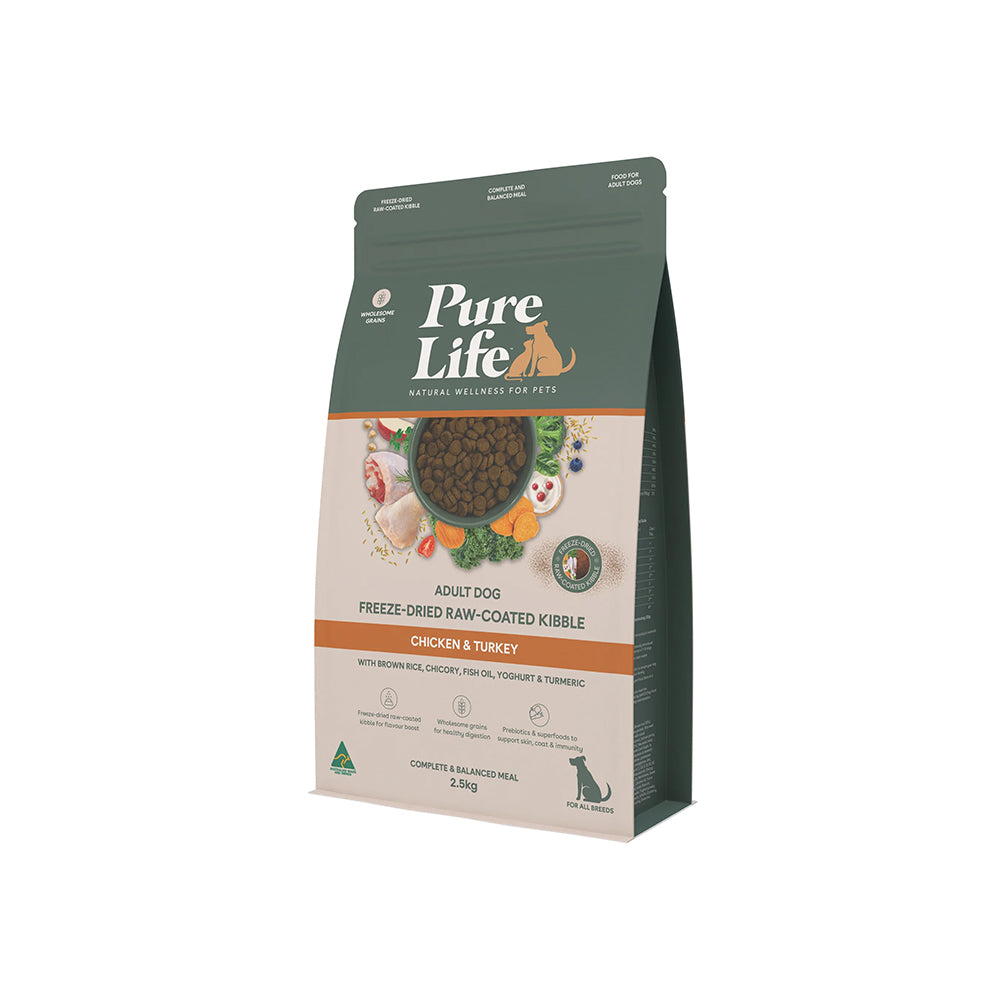 PURE LIFE Freeze-Dried Raw-Coated Chicken & Turkey Adult Dry Dog Food