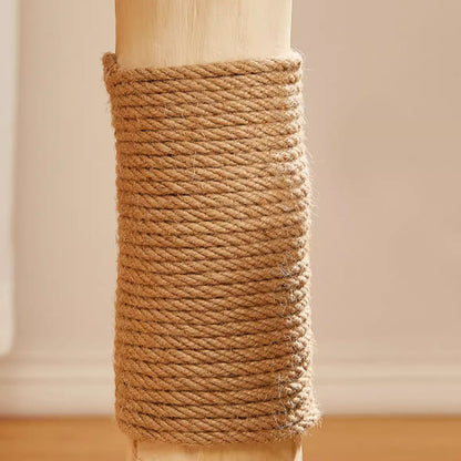 CMISSTREE Two-Level Tree Hollow Solid Wood Cat Tree