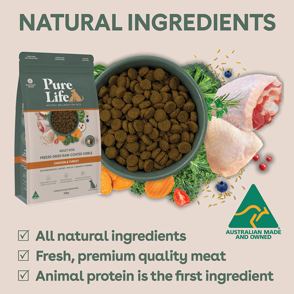 PURE LIFE Freeze-Dried Raw-Coated Chicken & Turkey Adult Dry Dog Food