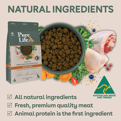 PURE LIFE Freeze-Dried Raw-Coated Chicken & Turkey Adult Dry Dog Food