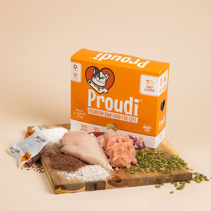 PROUDI Premium Frozen Turkey & Chicken Raw Dog Food 2.4Kg
