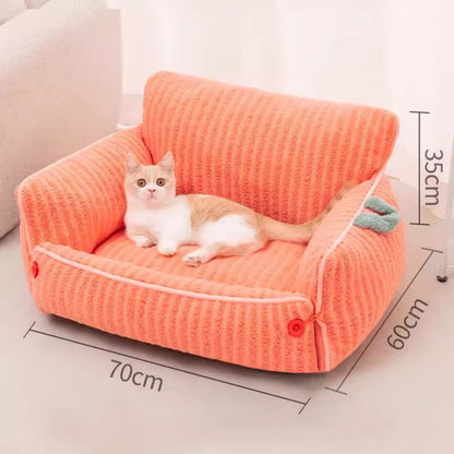 Cozy Plush Cat Sofa Bed – Winter Warm, Removable and Adjustable