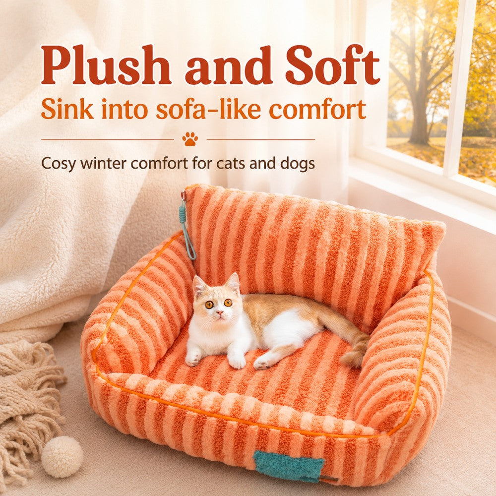 Cozy Plush Cat Sofa Bed – Winter Warm, Removable and Adjustable