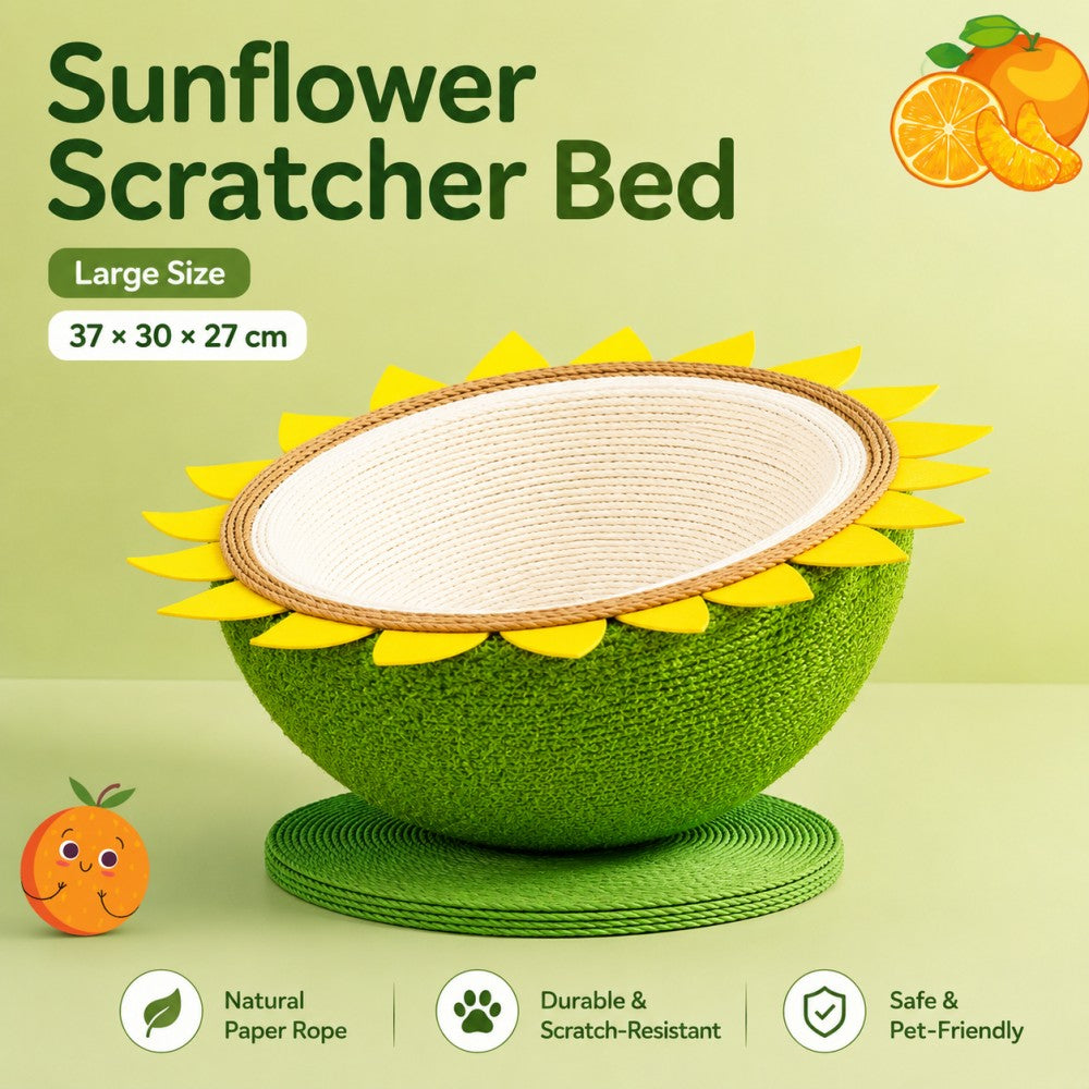 Extra Large Sisal Cat Scratcher & Bed – Round Multi-Functional Cat Bowl